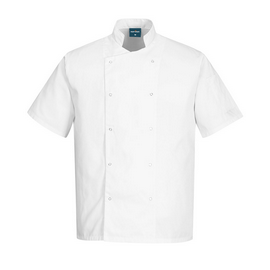 Chefs White Stud Jacket Short Sleeve